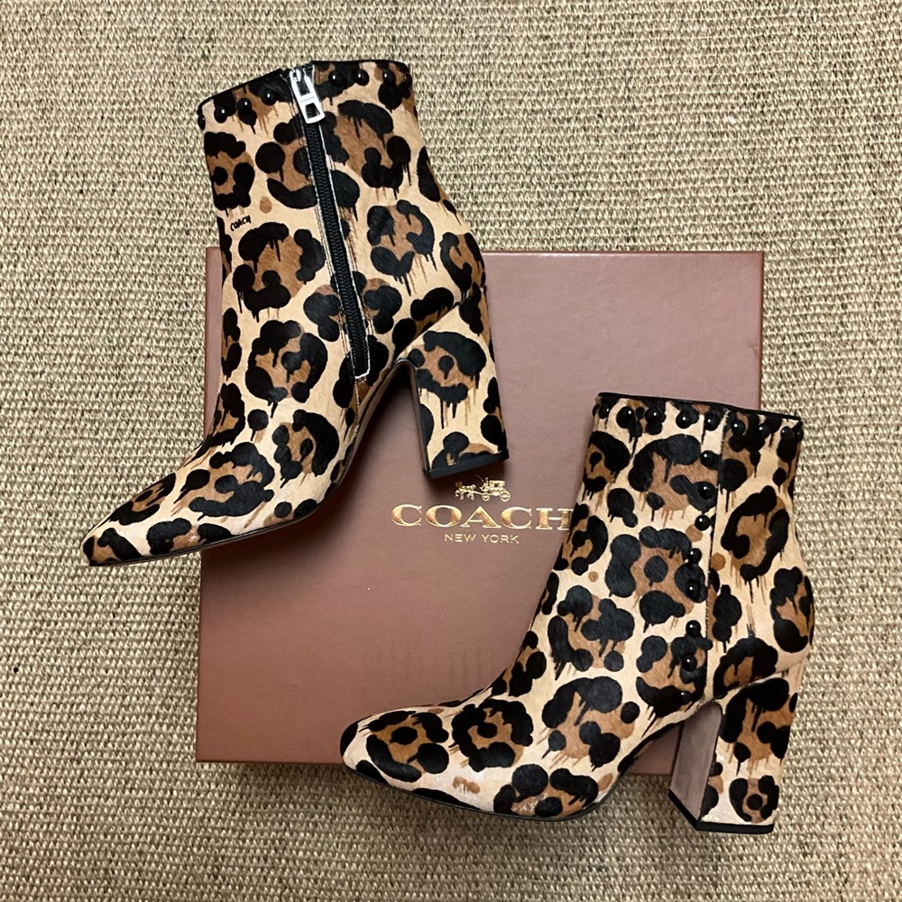 Coach Animal Print Haircalf Ankle Booties